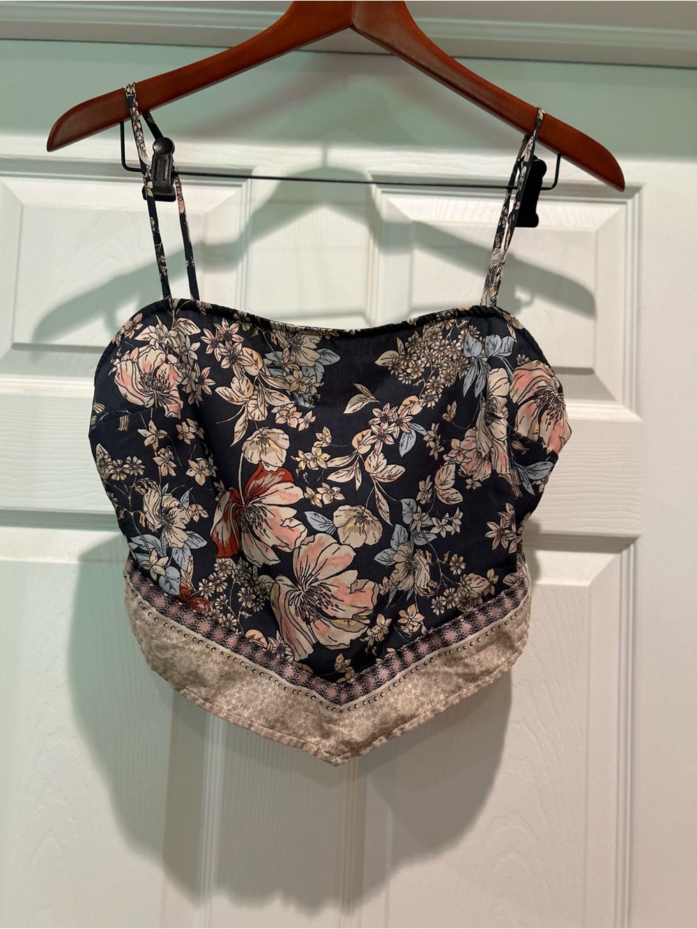 Sienna Sky Navy Floral Spaghetti strap crop top